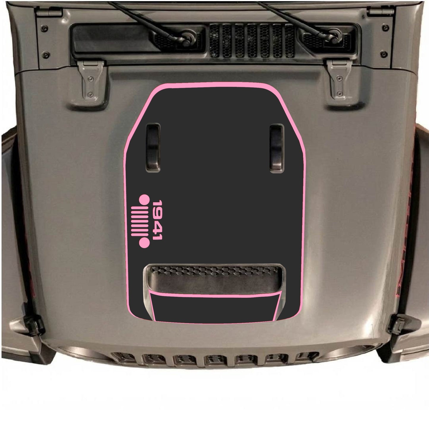 Hood Panel Decal/Sticker - 1941 Left Side Grill with Border Graphic Decal Graphic Kit - For Jeep JL JLU 392 2018 - Premium Vinyl