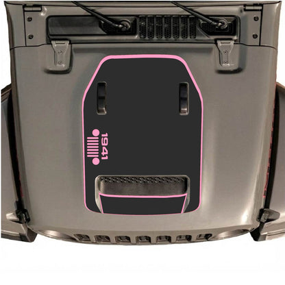 Hood Panel Decal/Sticker - 1941 Left Side Grill with Border Graphic Decal Graphic Kit - For Jeep JL JLU 392 2018 - Premium Vinyl