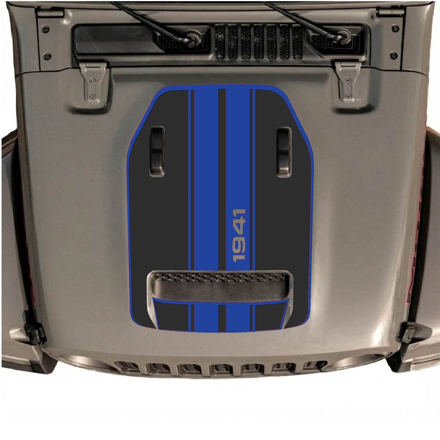 Hood Panel Decal/Sticker - 1941 Stripes with Border Graphic Decal Graphic Kit - For Jeep JL JLU 392 2018 - Premium Vinyl