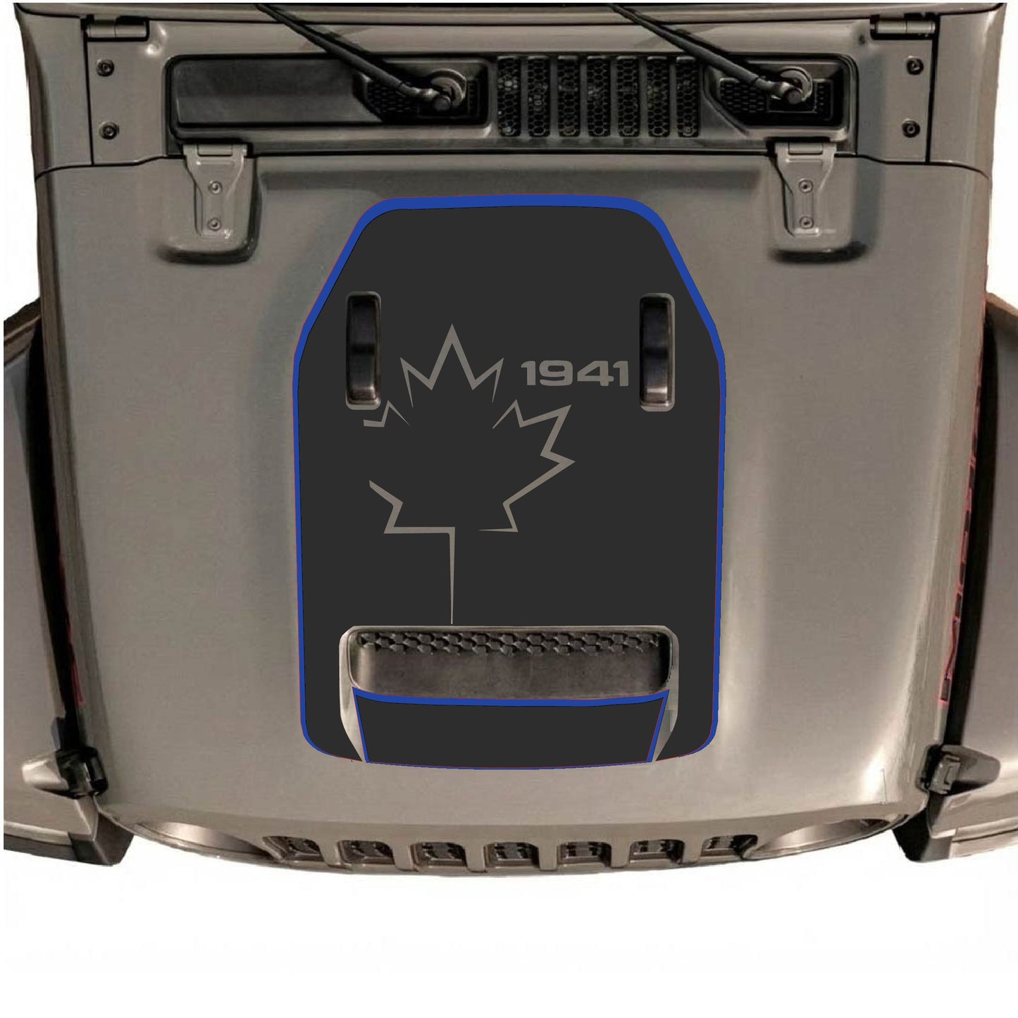 Hood Panel Decal/Sticker - 1941 Canada Leaf with Border Graphic Decal Graphic Kit - For Jeep JL JLU 392 2018 - Premium Vinyl