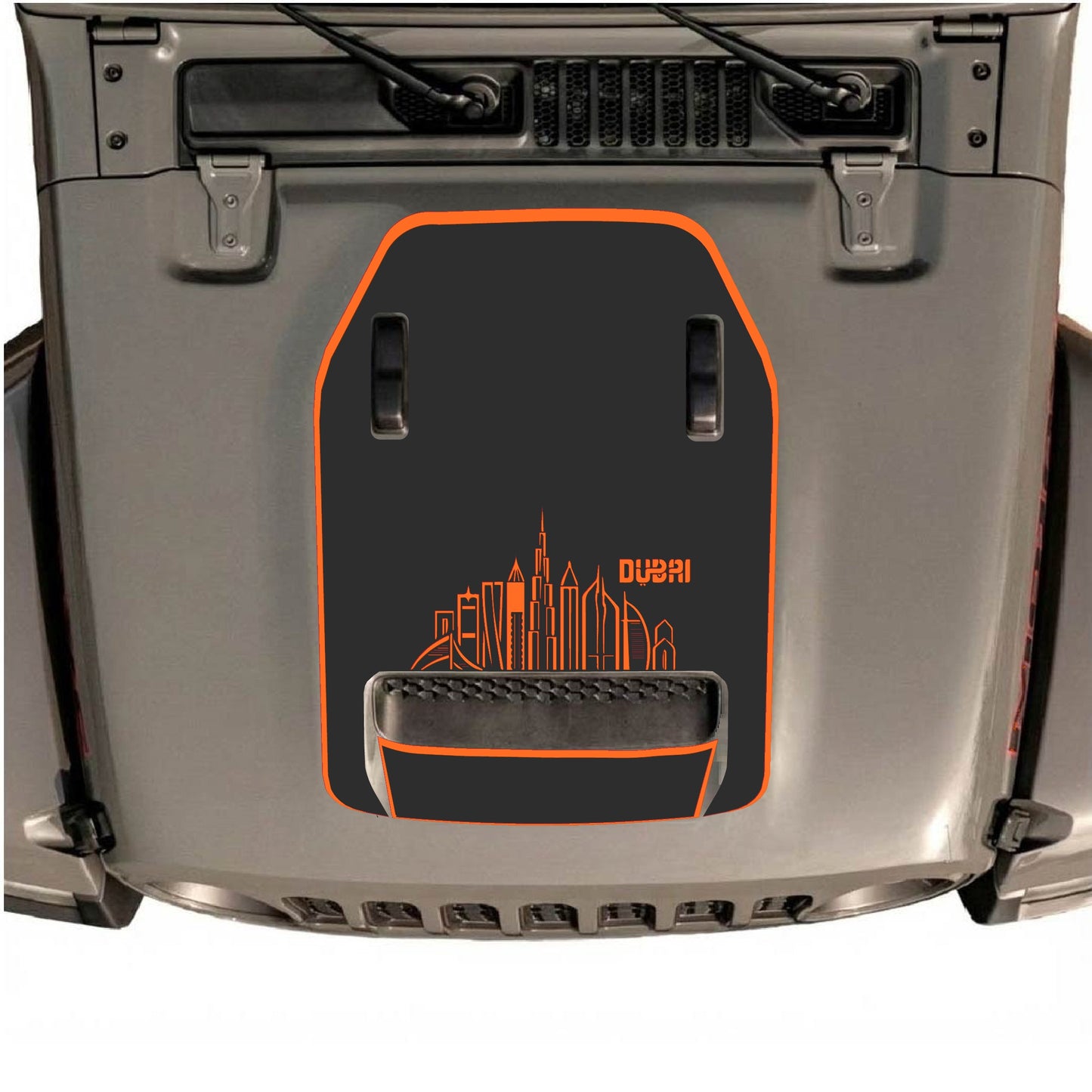 Hood Panel Decal/Sticker - Dubai Style with Border Graphic Decal Graphic Kit - For Jeep JL JLU 392 2018 - Premium Vinyl