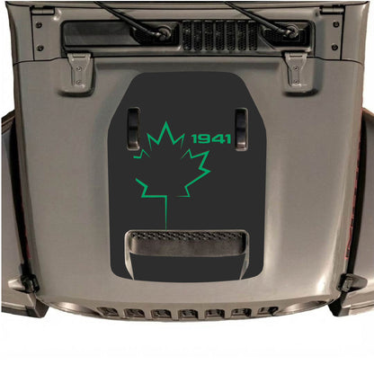 Hood Panel Decal/Sticker - 1941 Canada Leaf Graphic Decal Graphic Kit - For Jeep JL JLU 392 2018 - Premium Vinyl