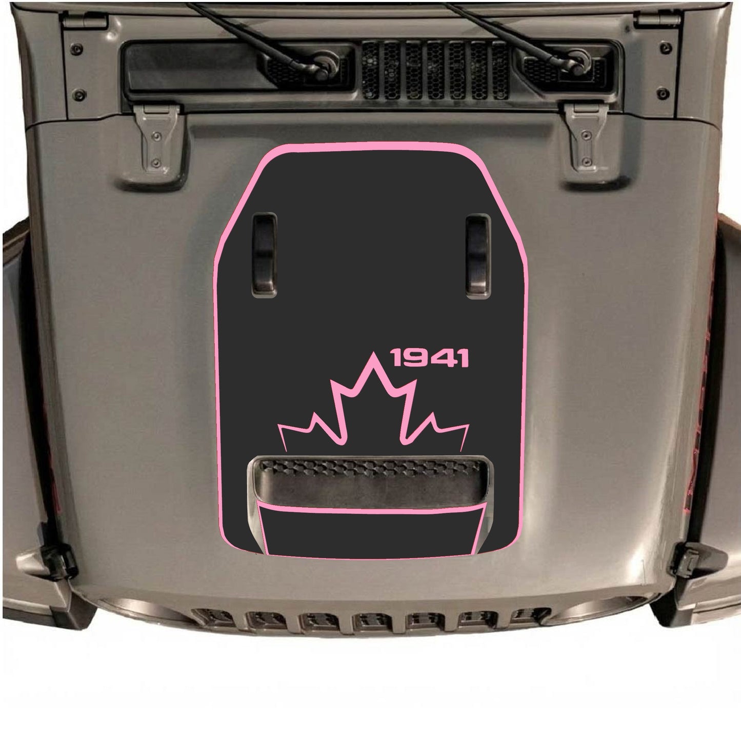 Hood Panel Decal/Sticker - 1941 Canada with Border Graphic Decal Graphic Kit - For Jeep JL JLU 392 2018 - Premium Vinyl