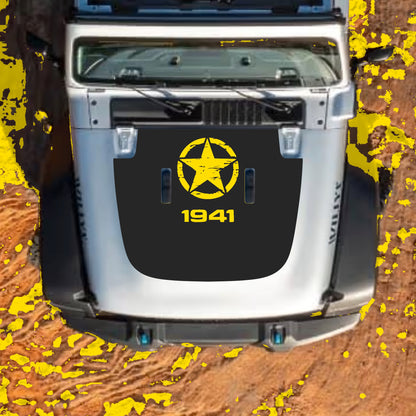 Hood Panel Decal/Sticker - Top Star 1941 Graphic Decal Graphic Kit - For Jeep JL JLU Sahara 2018-2025 - Premium Vinyl