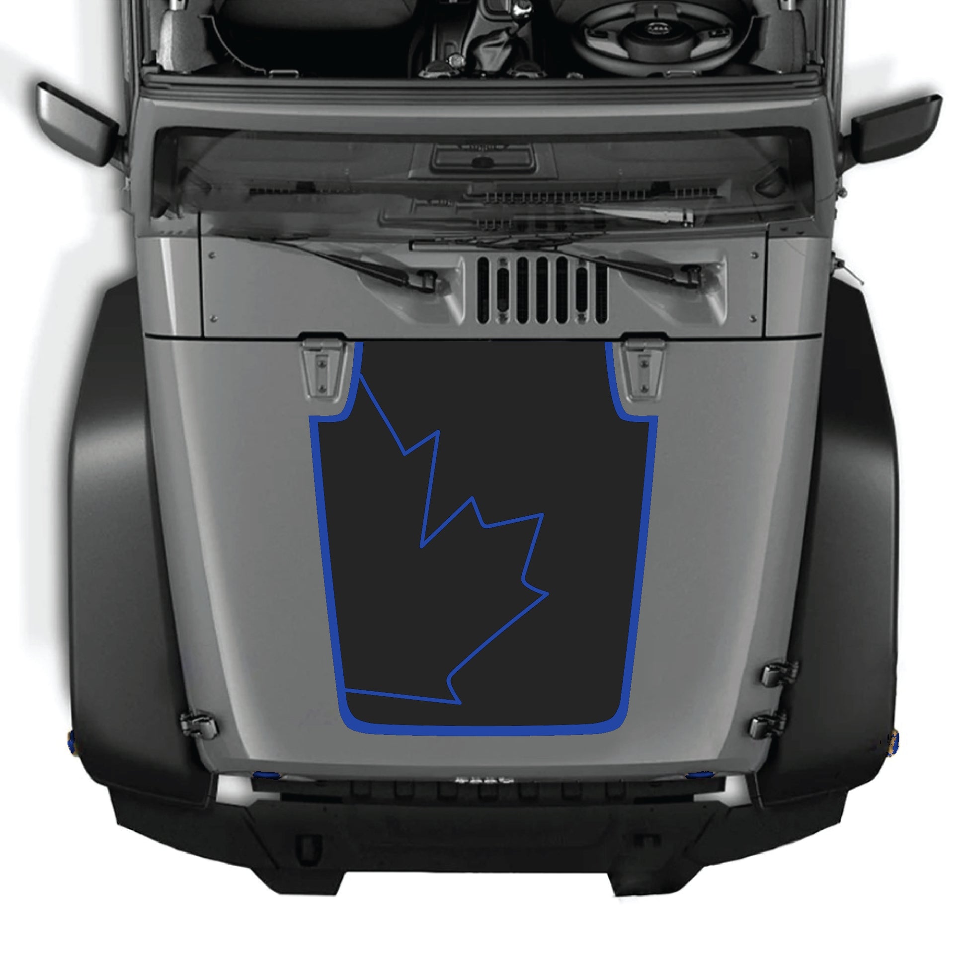 Canada full leaf hood decal with border for Jeep Wrangler JK JKU 2007-2018, made of premium vinyl by CarCode.