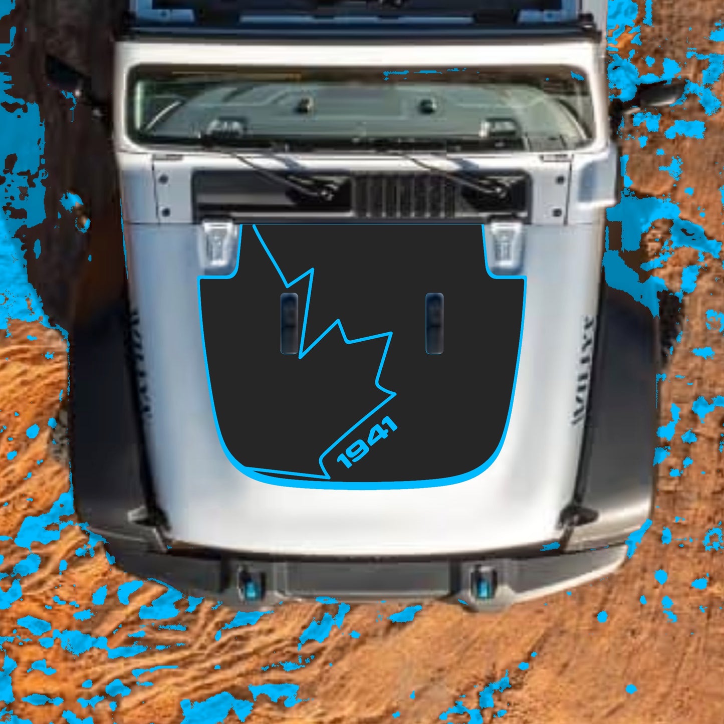 Hood Panel Decal/Sticker - Canada Full Leaf 1941 with Border Graphic Decal Graphic Kit - For Jeep JL JLU Sahara 2018-2025 - Premium Vinyl