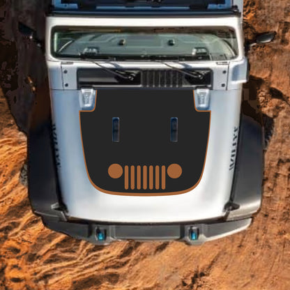 Hood Panel Decal/Sticker - Full Grill with Border Graphic Decal Graphic Kit - For Jeep JL JLU Sahara 2018-2025 - Premium Vinyl