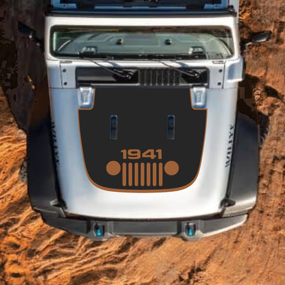 Hood Panel Decal/Sticker - Full 1941 Grill with Border Graphic Decal Graphic Kit - For Jeep JL JLU Sahara 2018-2025 - Premium Vinyl