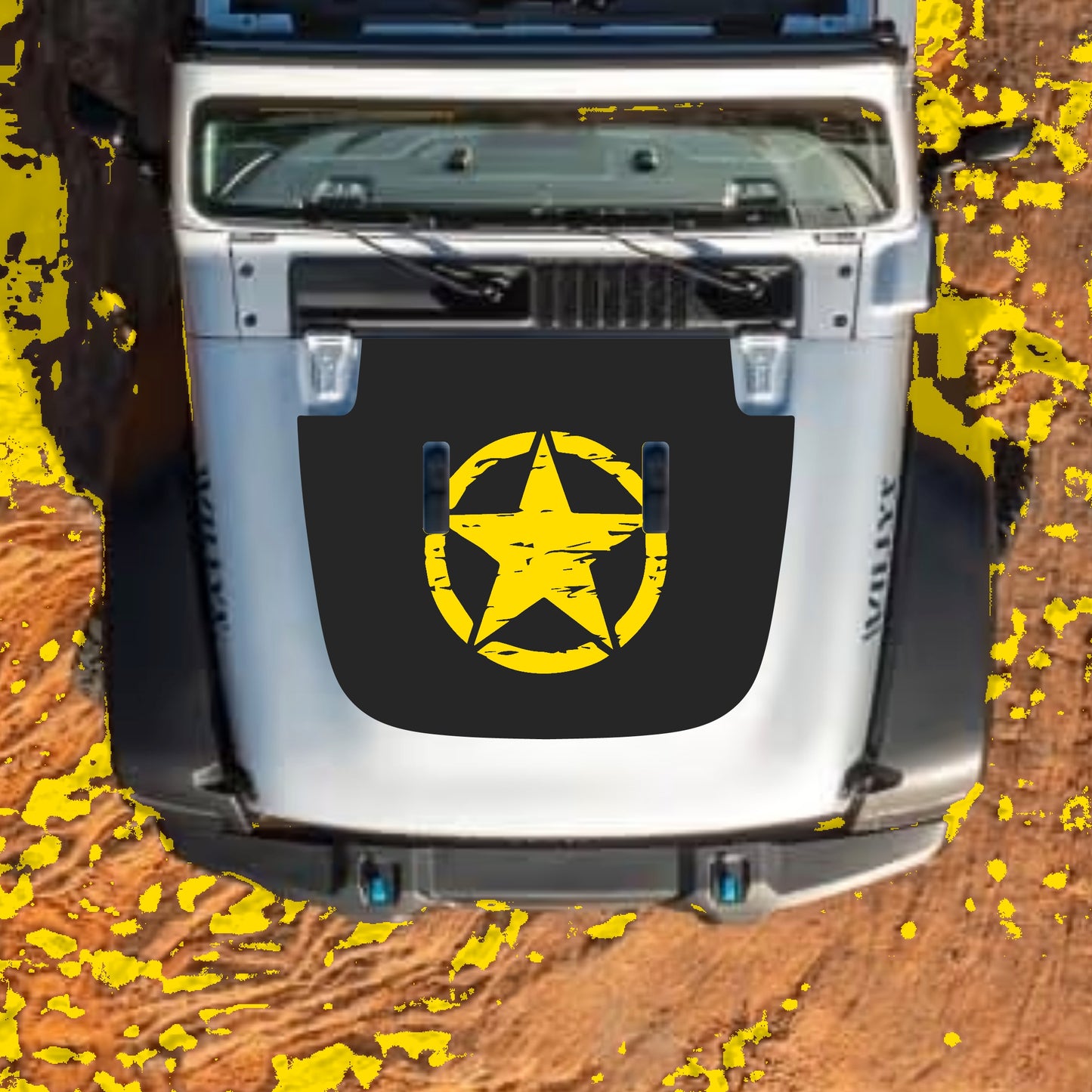 Hood Panel Decal/Sticker - Center Star Graphic Decal Graphic Kit - For Jeep JL JLU Sahara 2018-2025 - Premium Vinyl