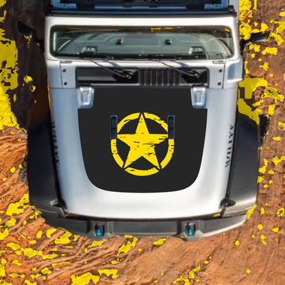 Hood Panel Decal/Sticker - Center Star Graphic Decal Graphic Kit - For Jeep JL JLU Sahara 2018-2025 - Premium Vinyl