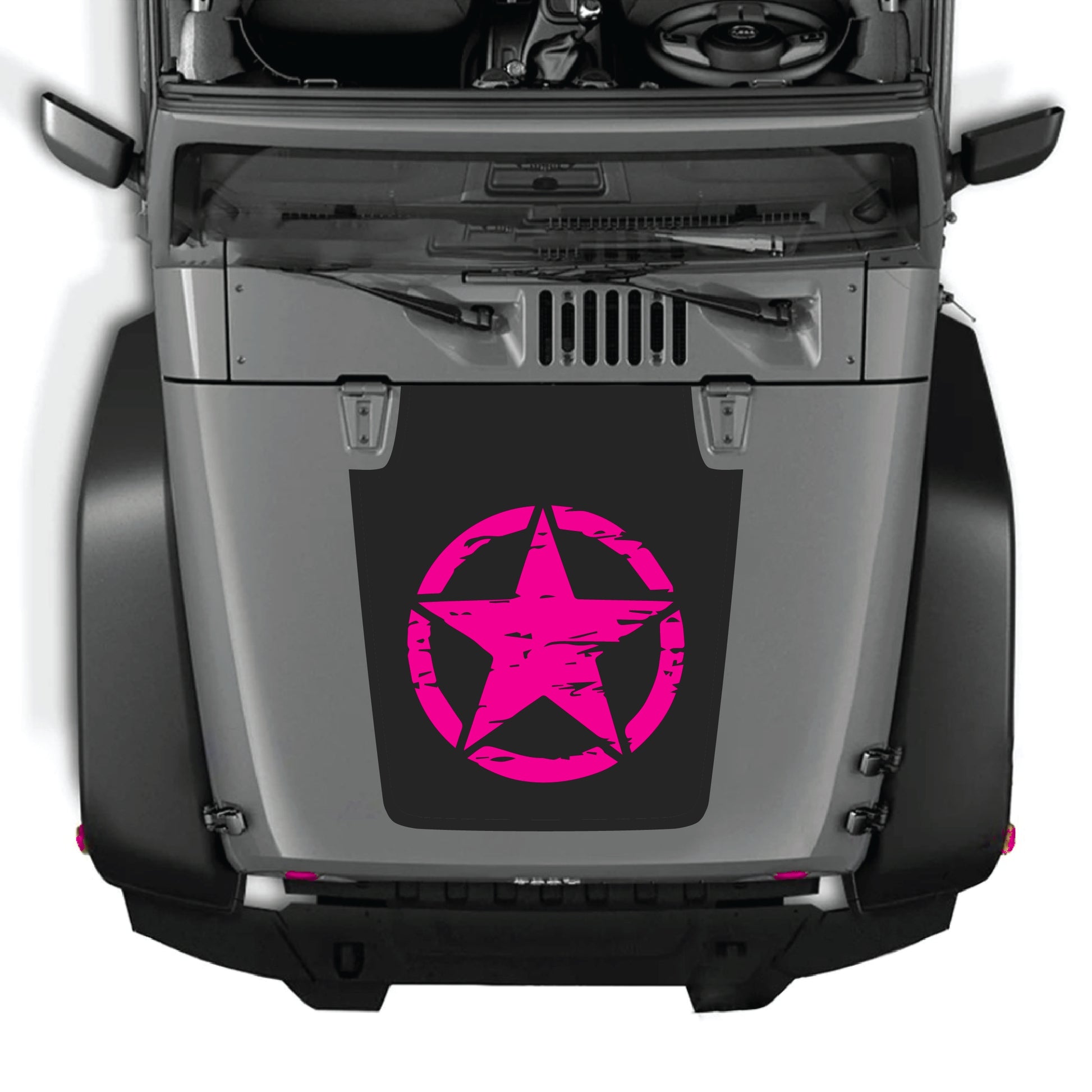 Jeep Wrangler JK JKU hood decal kit with full star graphic in premium vinyl, designed for vehicle customization.