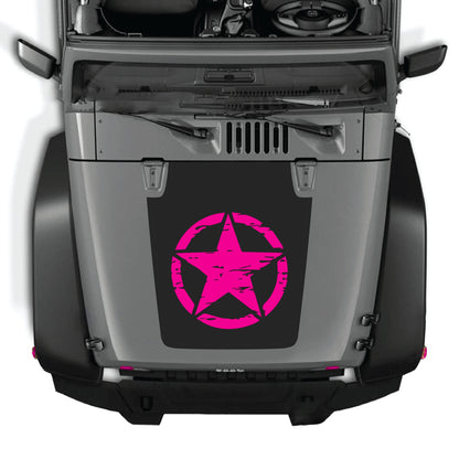 Jeep Wrangler JK JKU hood decal kit with full star graphic in premium vinyl, designed for vehicle customization.