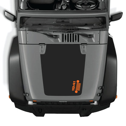 Right side hood decal sticker with 1941 grill graphic for Jeep Wrangler JK JKU 2007-2018, made of premium vinyl by CarCode