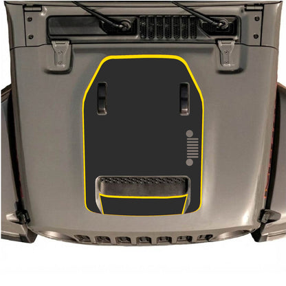 Hood Panel Decal/Sticker - Right Side Grill with Border Graphic Decal Graphic Kit - For Jeep JL JLU 392 2018 - Premium Vinyl