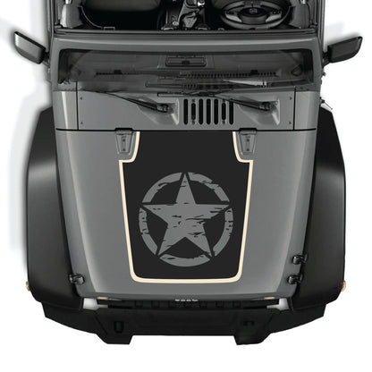 alt
Calcomanía para el capó de Jeep Wrangler JK con gráfico de estrella completa en vinilo negro premium de CarCode, diseñada para modelos 2007-2018.