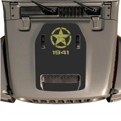 Hood Panel Decal/Sticker - 1941 Top Star Graphic Decal Graphic Kit - For Jeep JL JLU 392 2018 - Premium Vinyl