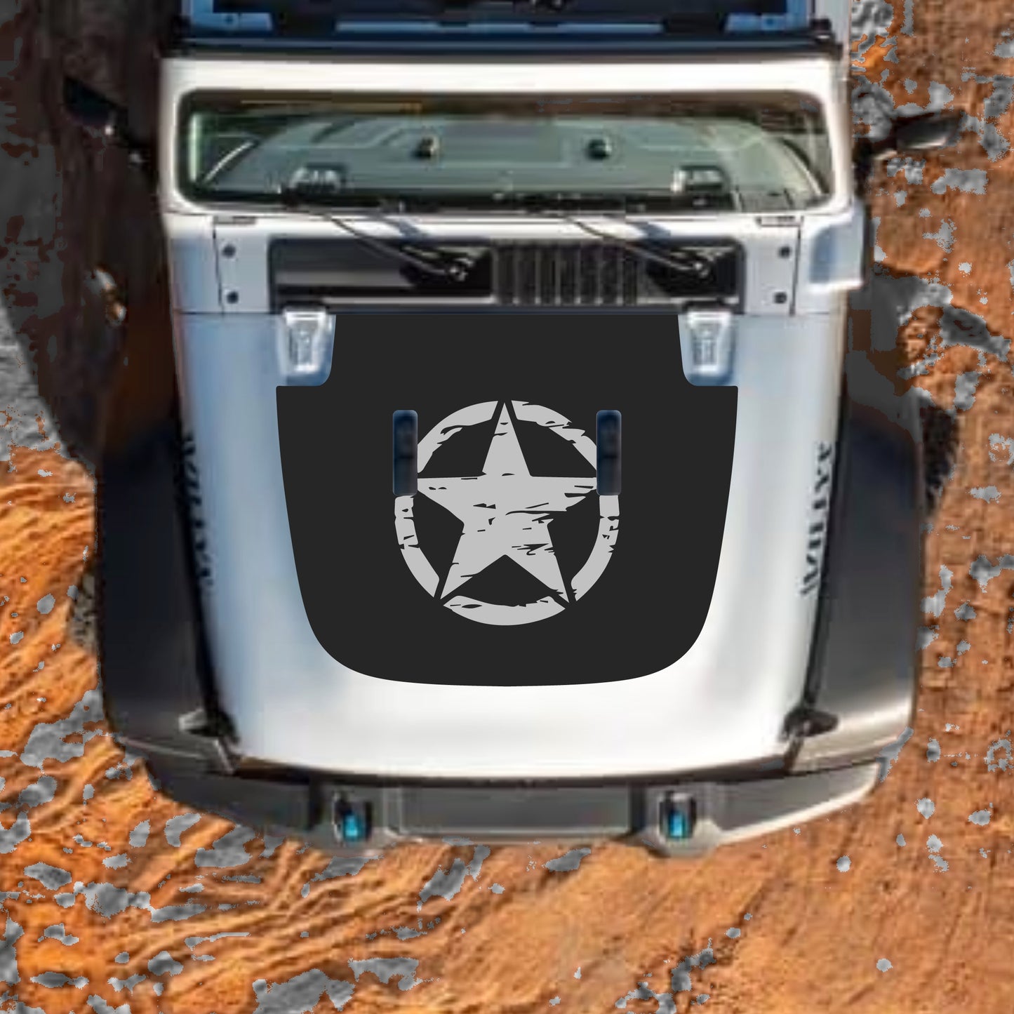 Hood Panel Decal/Sticker - Center Star Graphic Decal Graphic Kit - For Jeep JL JLU Sahara 2018-2025 - Premium Vinyl