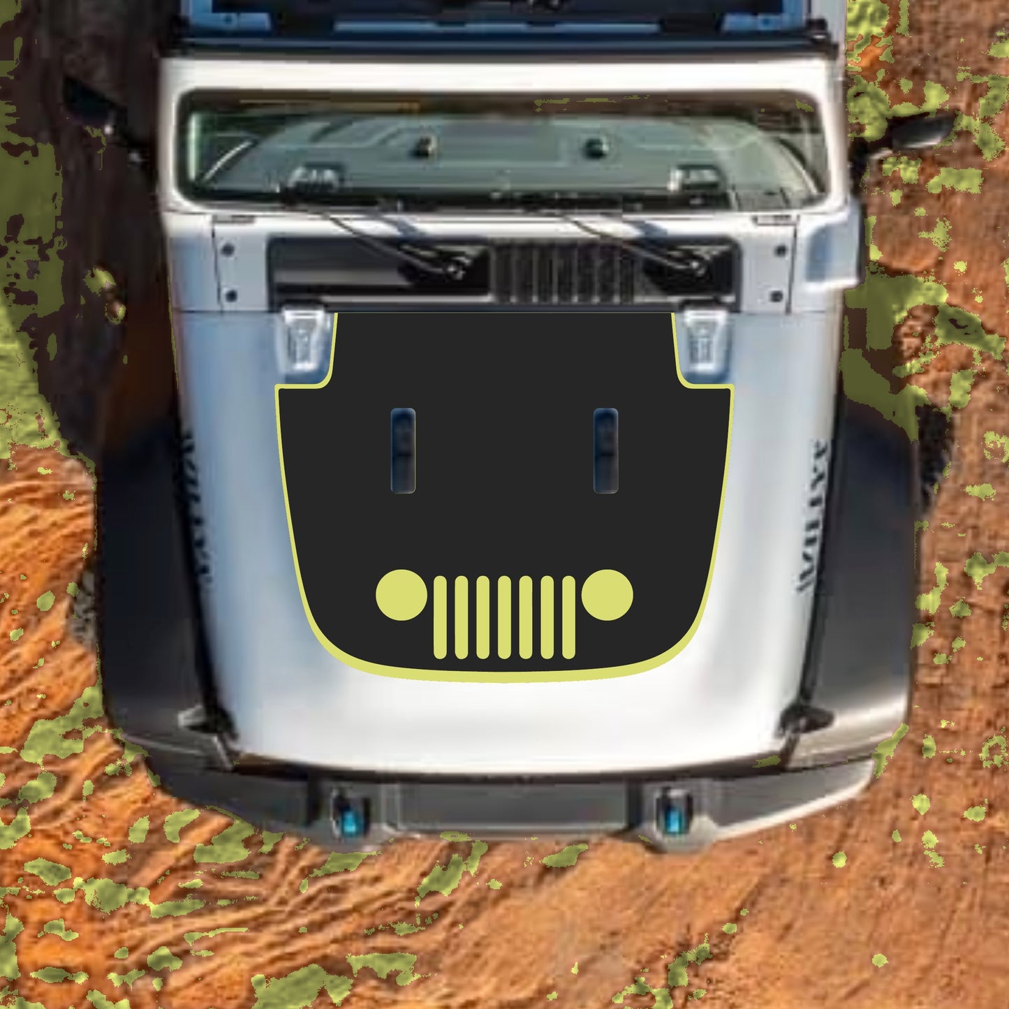 Hood Panel Decal/Sticker - Full Grill with Border Graphic Decal Graphic Kit - For Jeep JL JLU Sahara 2018-2025 - Premium Vinyl