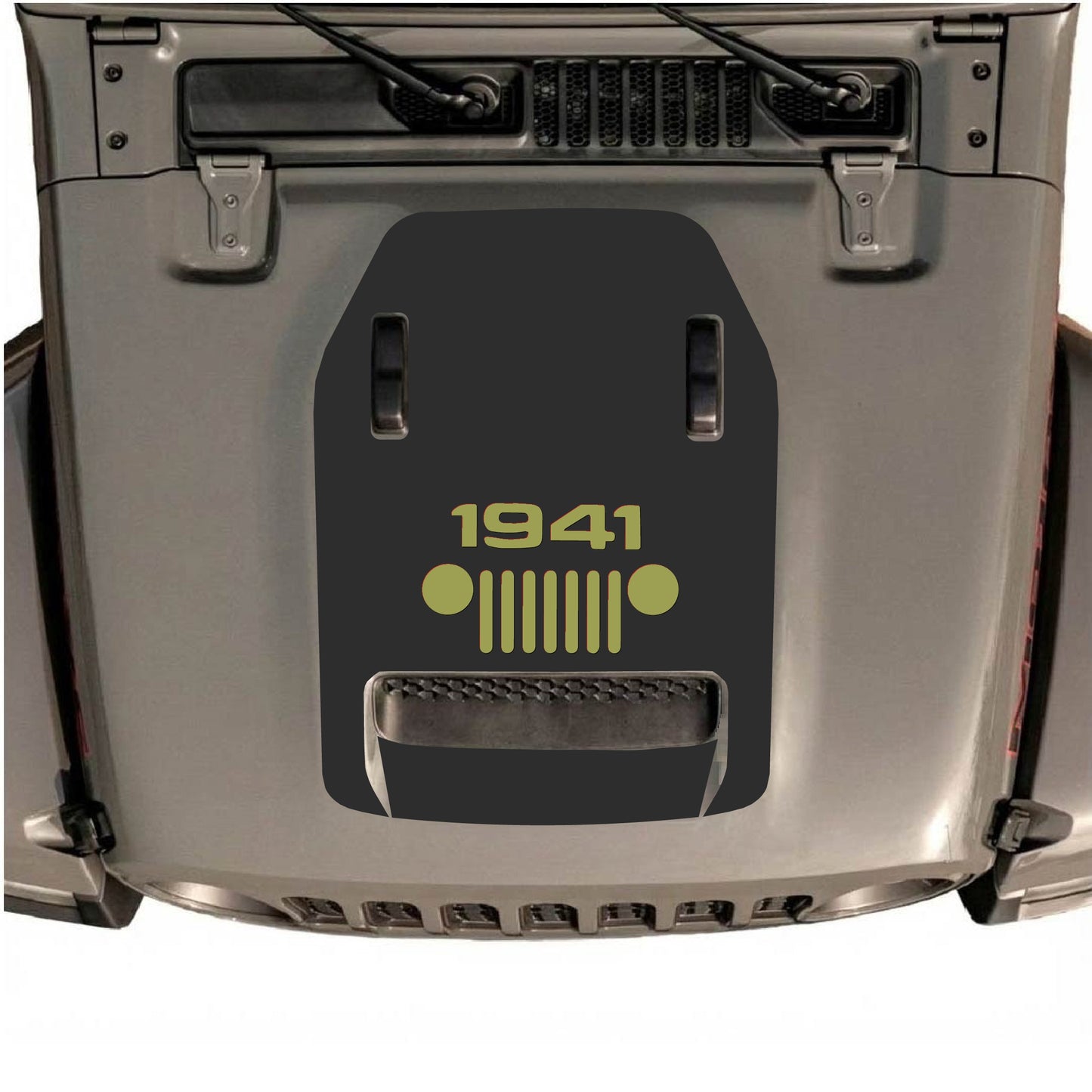 Hood Panel Decal/Sticker - 1941 Center Grill Graphic Decal Graphic Kit - For Jeep JL JLU 392 2018 - Premium Vinyl