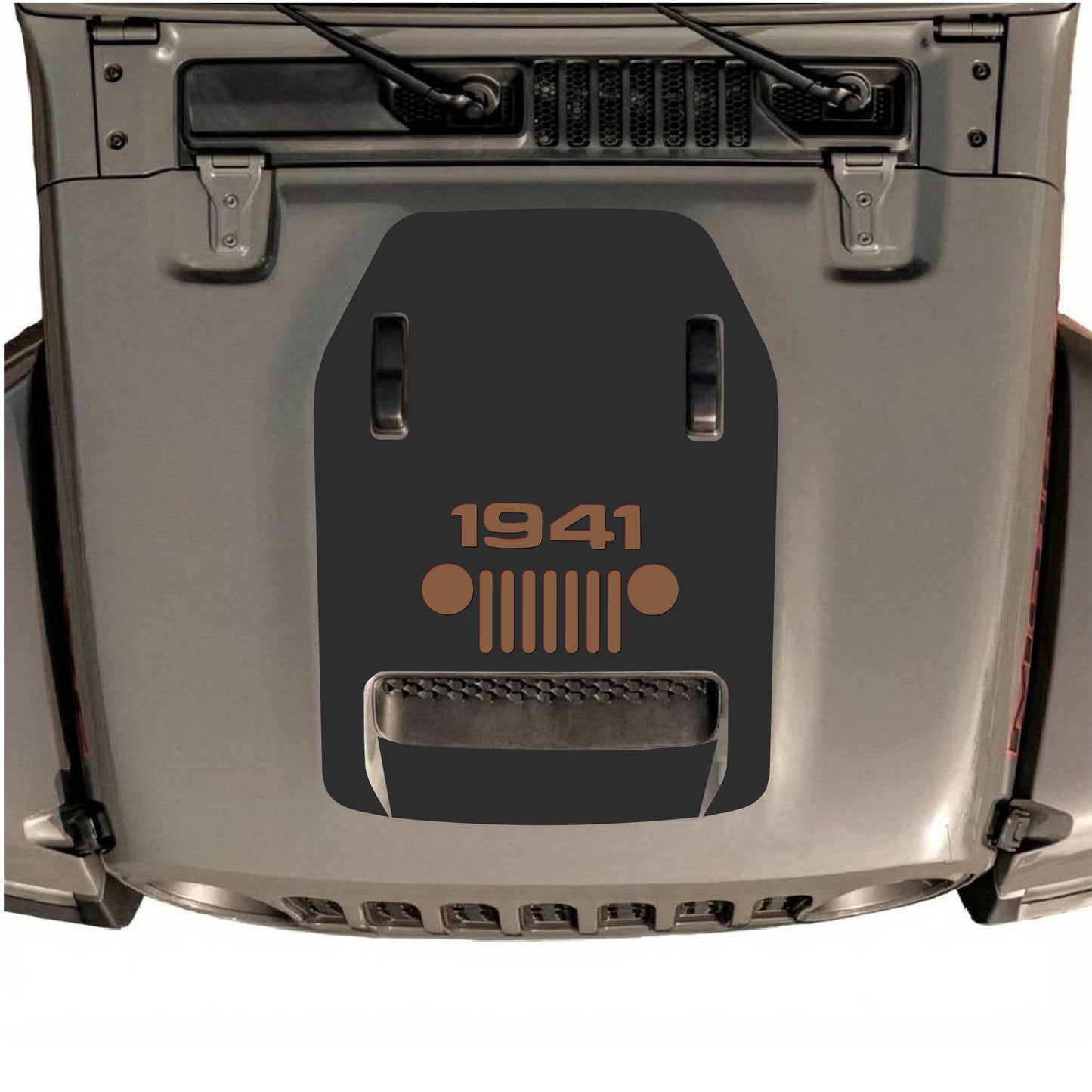 Hood Panel Decal/Sticker - 1941 Center Grill Graphic Decal Graphic Kit - For Jeep JL JLU 392 2018 - Premium Vinyl