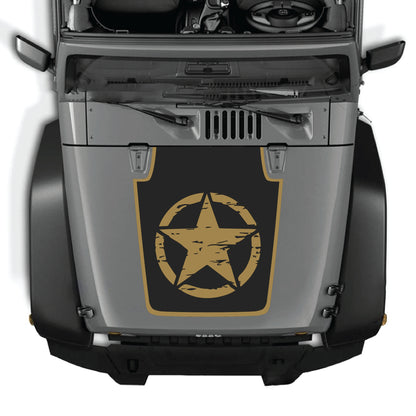 Full star with border hood decal graphic kit for Jeep Wrangler JK JKU, made of premium vinyl by CarCode.