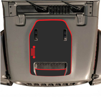 Hood Panel Decal/Sticker - Left Side Grill with Border Graphic Decal Graphic Kit - For Jeep JL JLU 392 2018 - Premium Vinyl