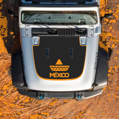 Hood Panel Decal/Sticker - Mexico with Border Graphic Decal Graphic Kit - For Jeep JL JLU Sahara 2018-2025 - Premium Vinyl