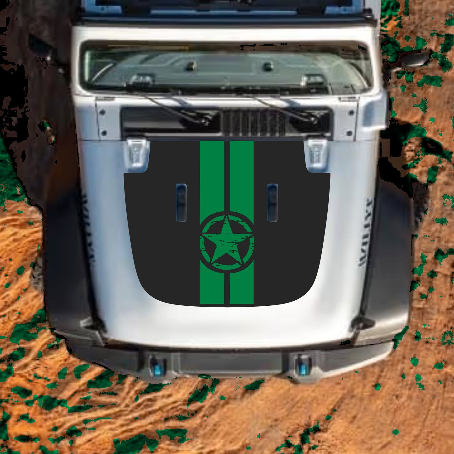 Hood Panel Decal/Sticker - Star and Stripes Graphic Decal Graphic Kit - For Jeep JL JLU Sahara 2018-2025 - Premium Vinyl