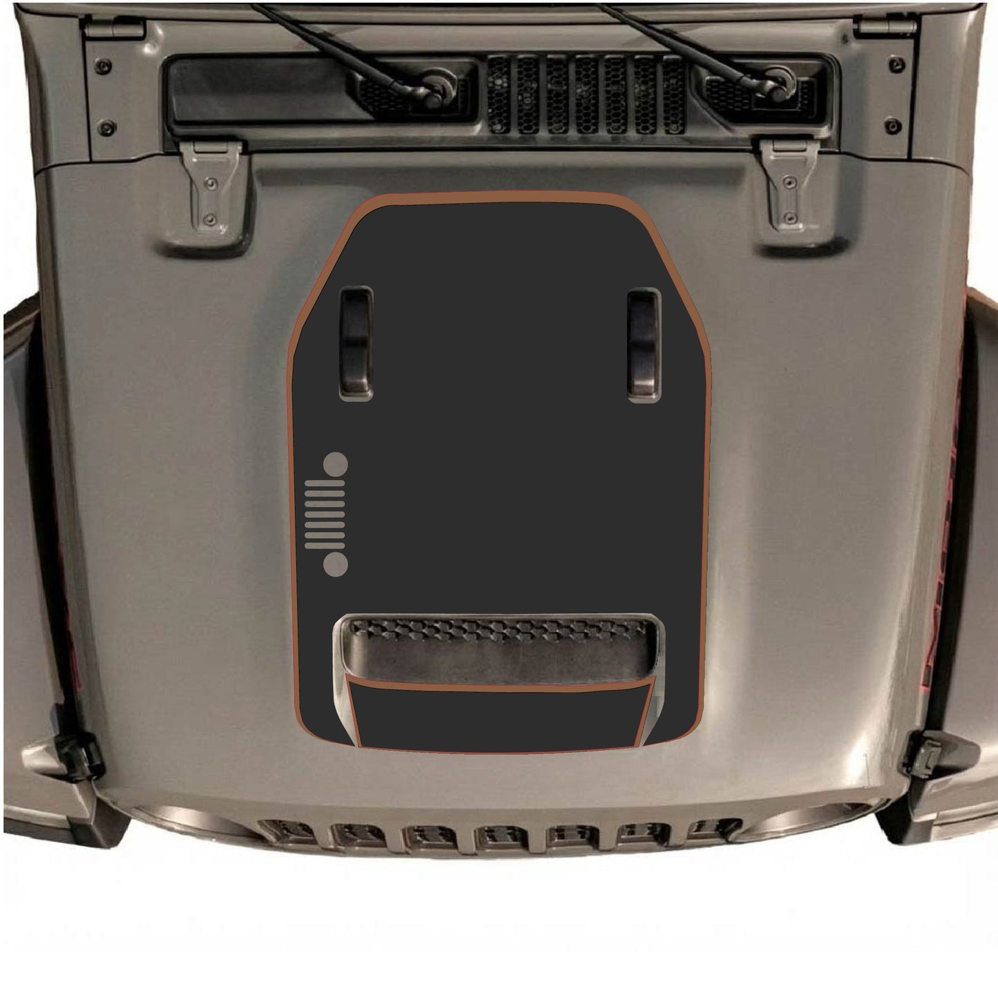 Hood Panel Decal/Sticker - Left Side Grill with Border Graphic Decal Graphic Kit - For Jeep JL JLU 392 2018 - Premium Vinyl