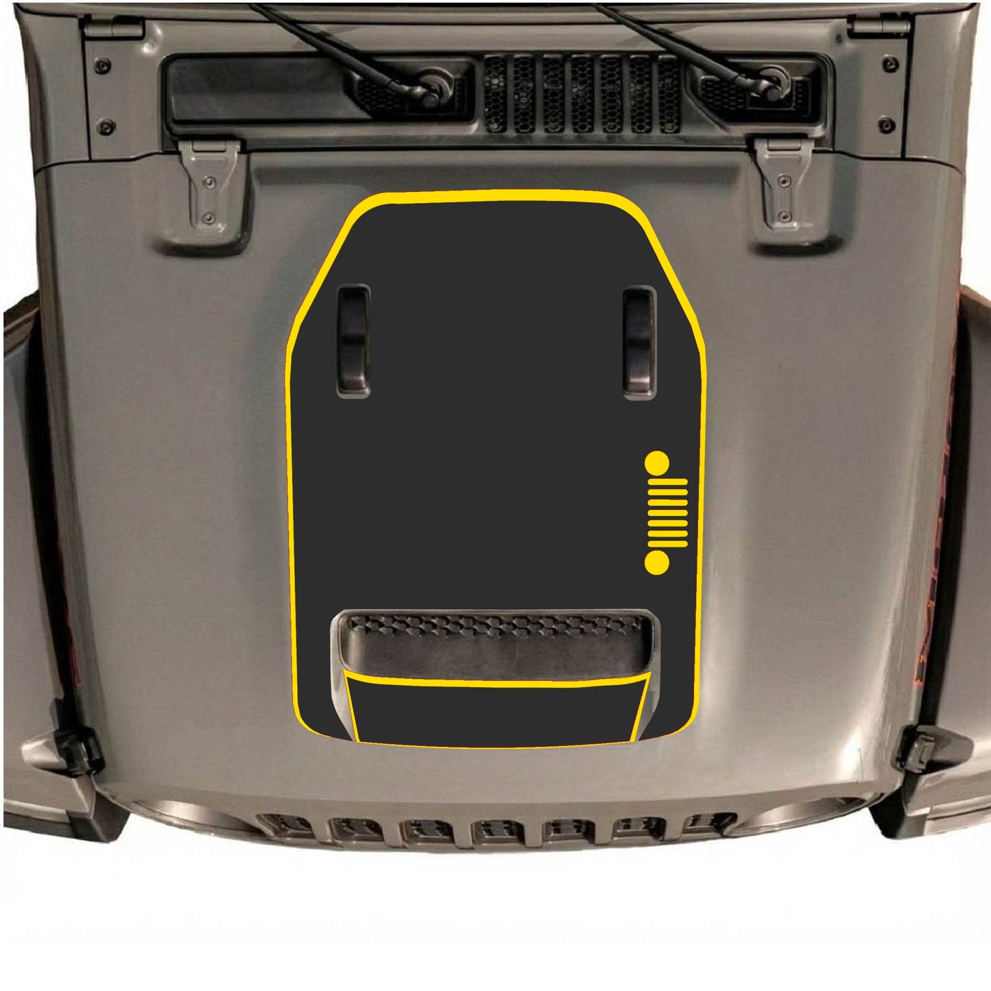 Hood Panel Decal/Sticker - Right Side Grill with Border Graphic Decal Graphic Kit - For Jeep JL JLU 392 2018 - Premium Vinyl