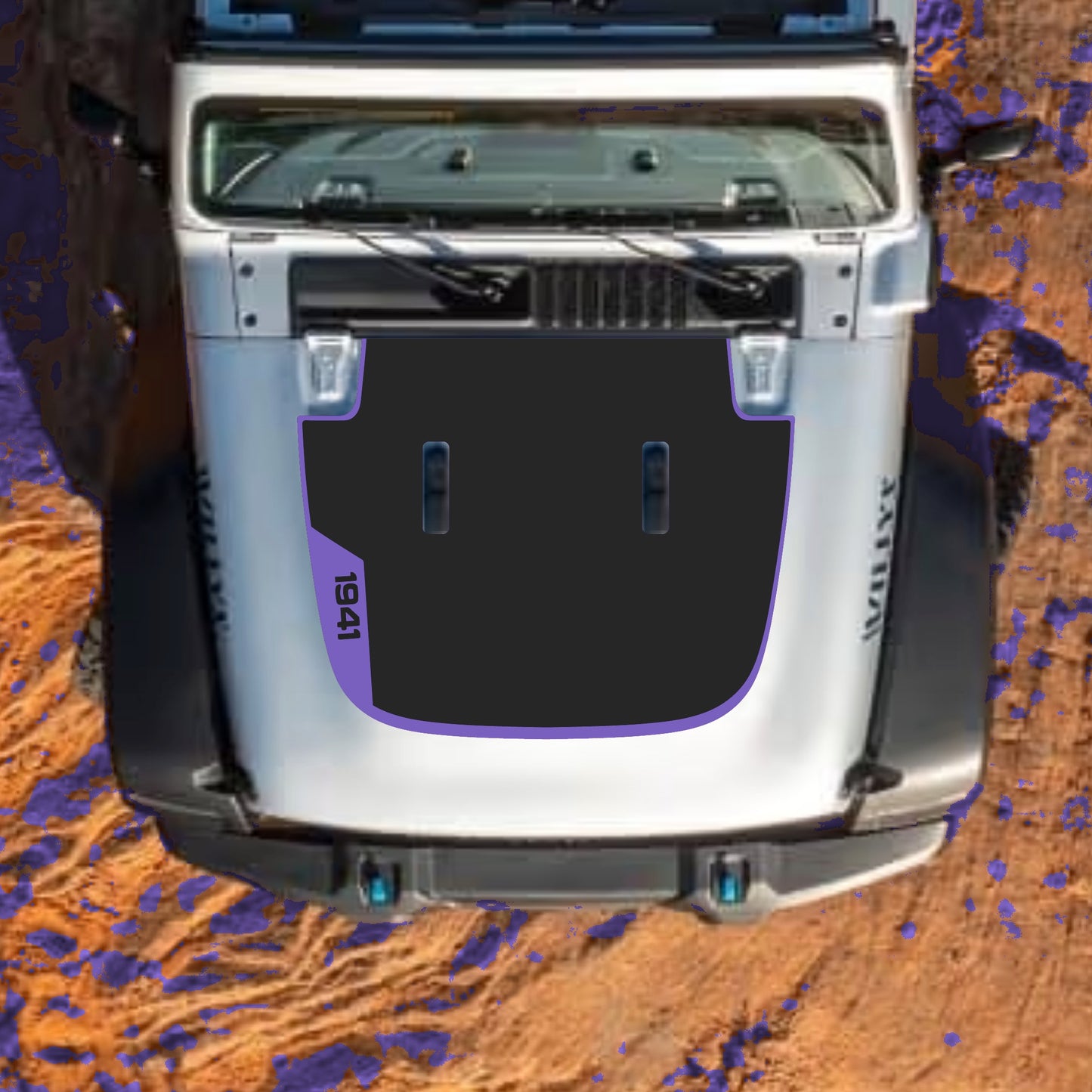 Hood Panel Decal/Sticker - Left Side 1941 with Border Graphic Decal Graphic Kit - For Jeep JL JLU Sahara 2018-2025 - Premium Vinyl