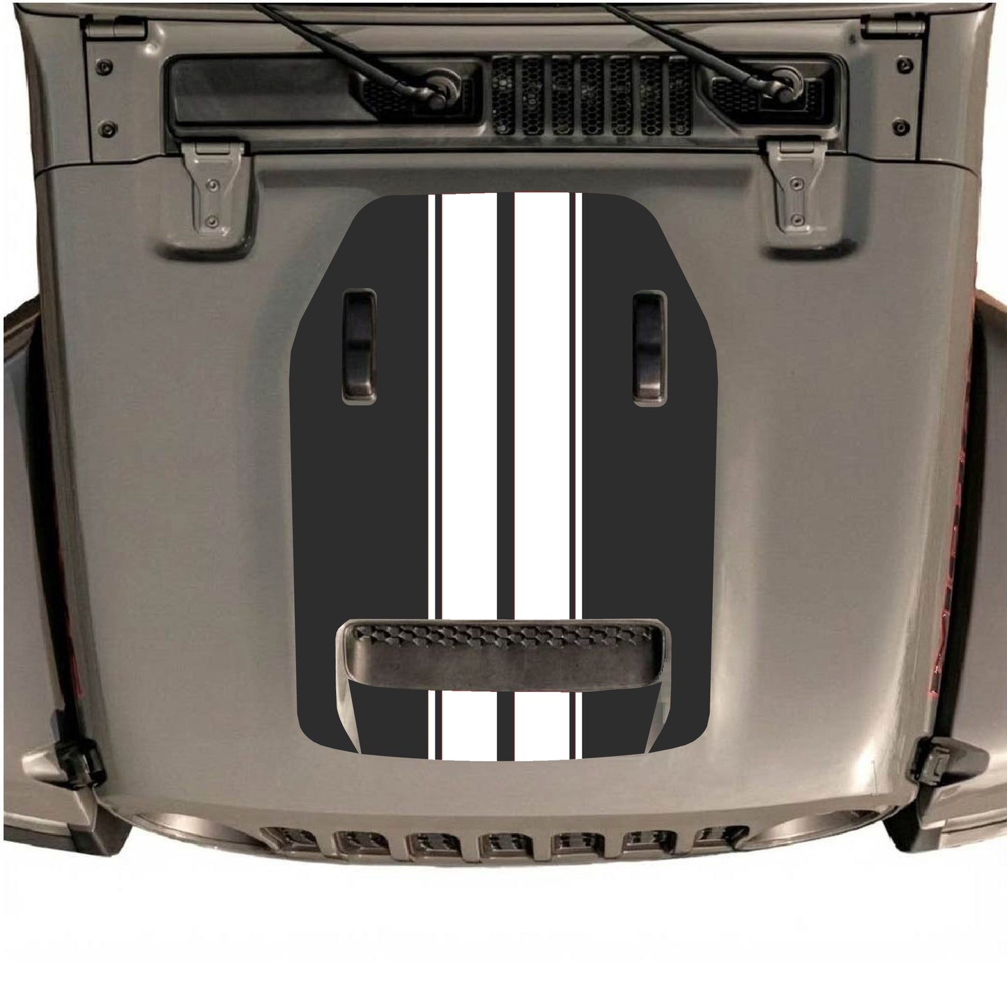 Hood Panel Decal/Sticker - Stripes Graphic Decal Graphic Kit - For Jeep JL JLU 392 2018 - Premium Vinyl