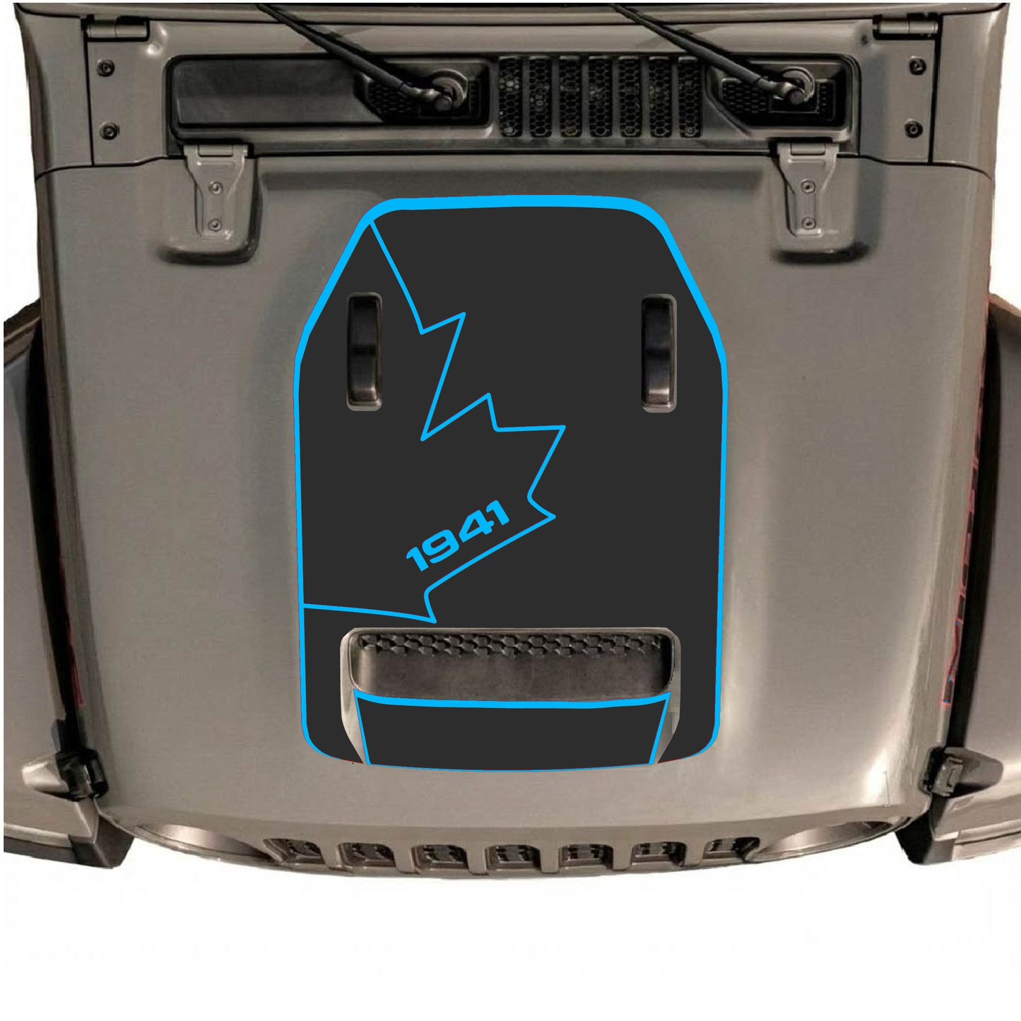 Hood Panel Decal/Sticker - 1941 Canada Full Leaf with Border Graphic Decal Graphic Kit - For Jeep JL JLU 392 2018 - Premium Vinyl