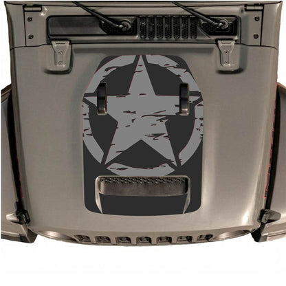 Hood Panel Decal/Sticker - Full Star Graphic Decal Graphic Kit - For Jeep JL JLU 392 2018 - Premium Vinyl