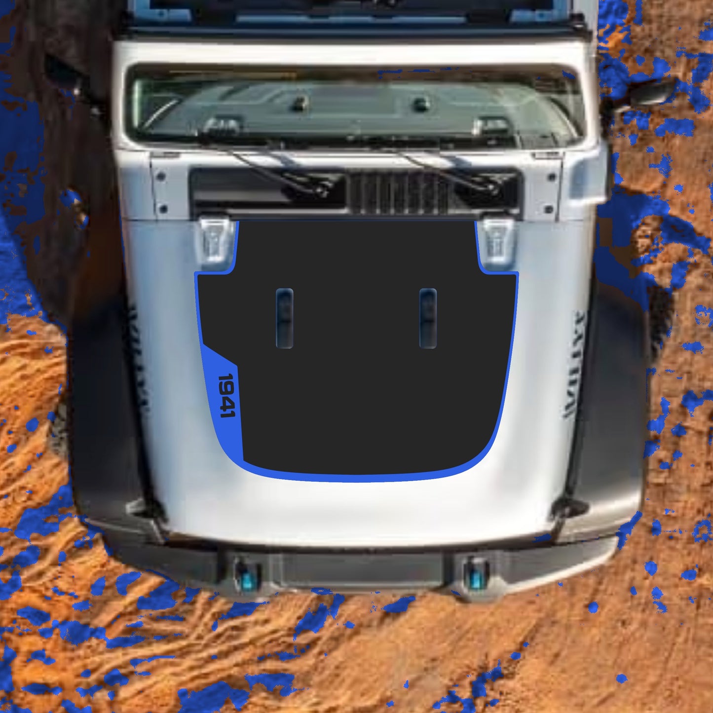 Hood Panel Decal/Sticker - Left Side 1941 with Border Graphic Decal Graphic Kit - For Jeep JL JLU Sahara 2018-2025 - Premium Vinyl