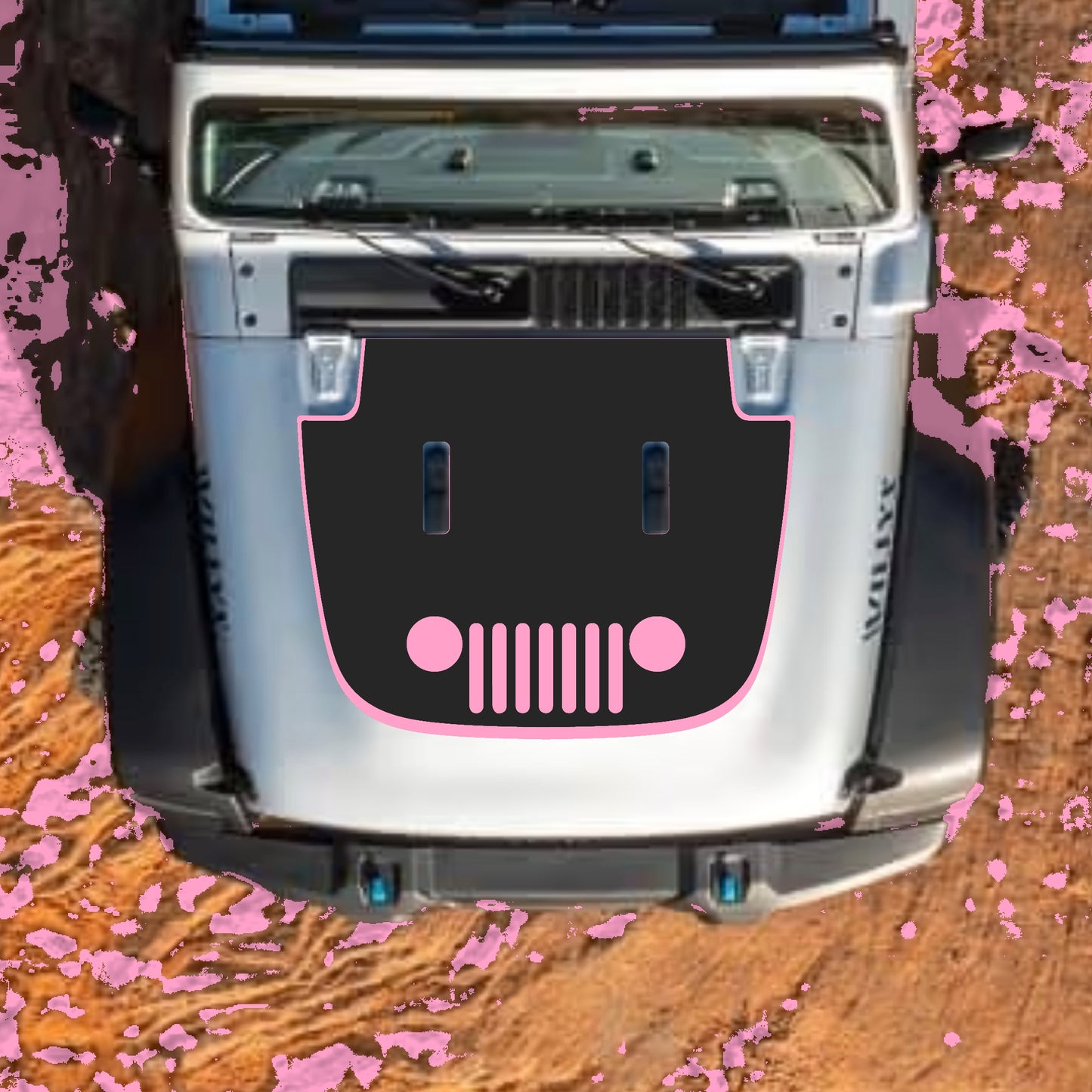 Hood Panel Decal/Sticker - Full Grill with Border Graphic Decal Graphic Kit - For Jeep JL JLU Sahara 2018-2025 - Premium Vinyl