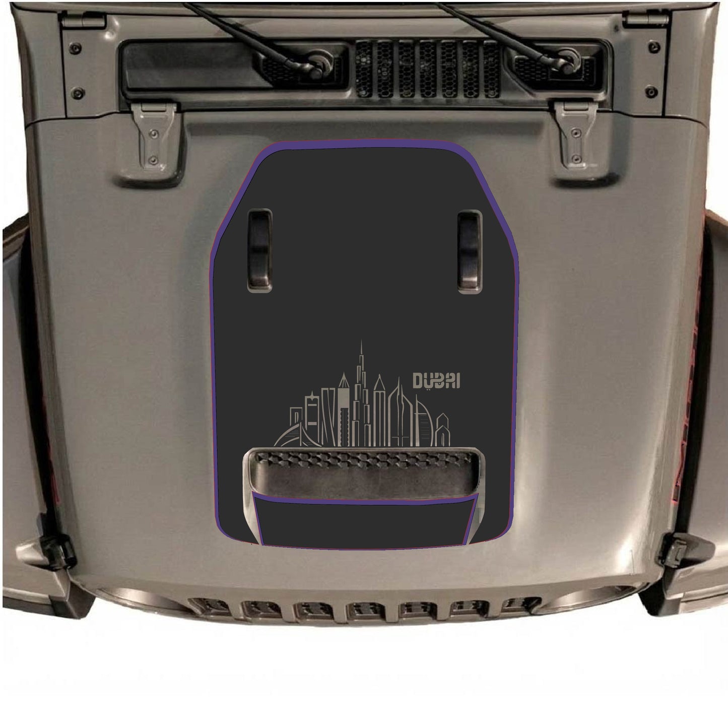 Hood Panel Decal/Sticker - Dubai Style with Border Graphic Decal Graphic Kit - For Jeep JL JLU 392 2018 - Premium Vinyl