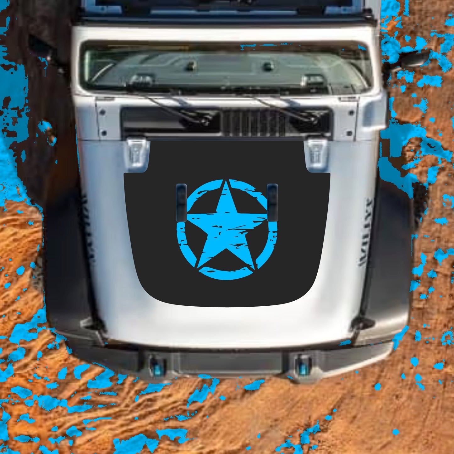 Hood Panel Decal/Sticker - Center Star Graphic Decal Graphic Kit - For Jeep JL JLU Sahara 2018-2025 - Premium Vinyl
