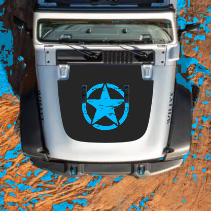 Hood Panel Decal/Sticker - Center Star Graphic Decal Graphic Kit - For Jeep JL JLU Sahara 2018-2025 - Premium Vinyl