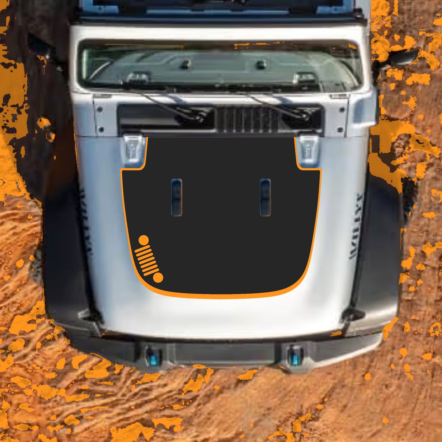 Hood Panel Decal/Sticker - Left Side Grill with Border Graphic Decal Graphic Kit - For Jeep JL JLU Sahara 2018-2025 - Premium Vinyl