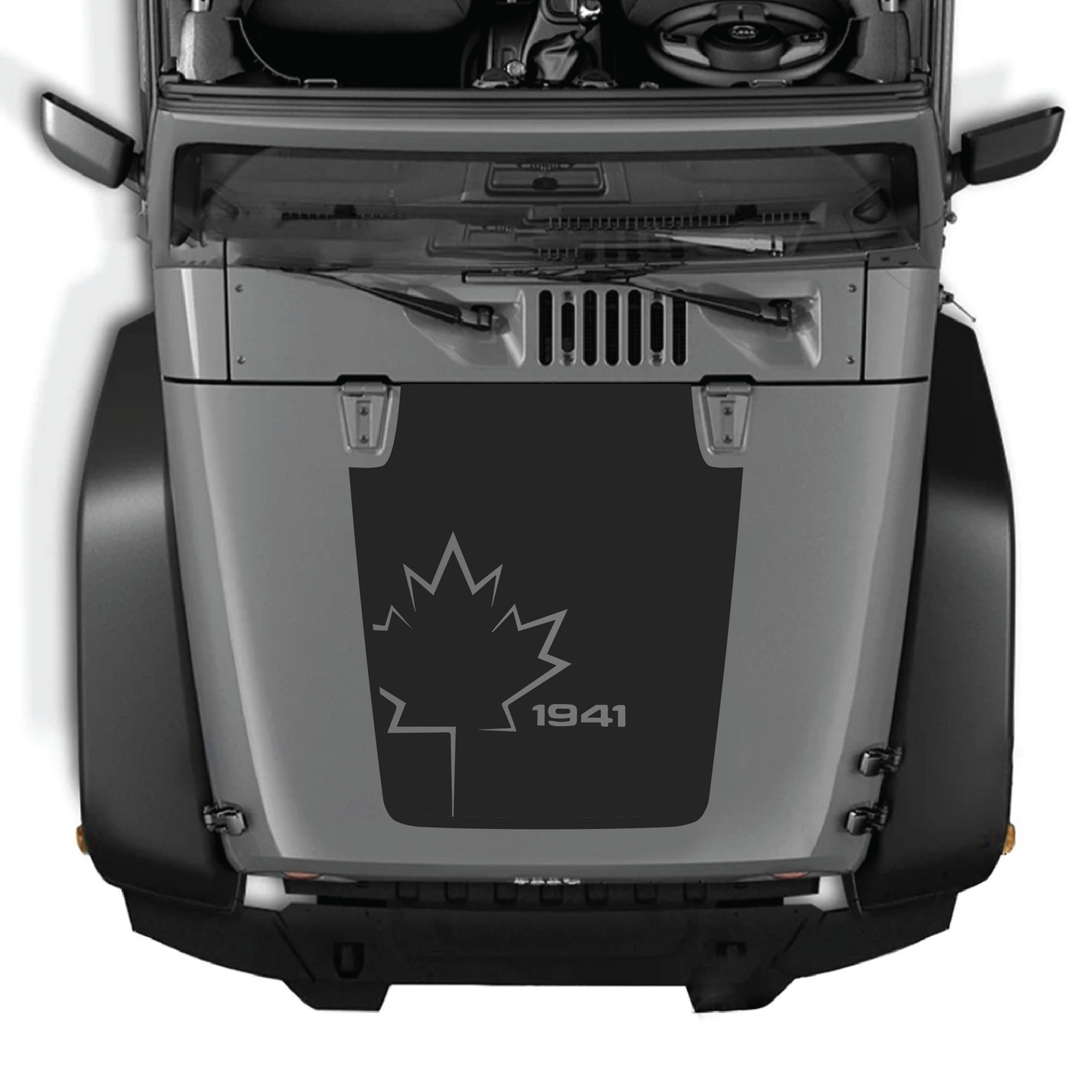 CarCode hood decal sticker for Jeep JK/JKU 2007-2018, made of premium vinyl, featuring stylish hood design graphics.