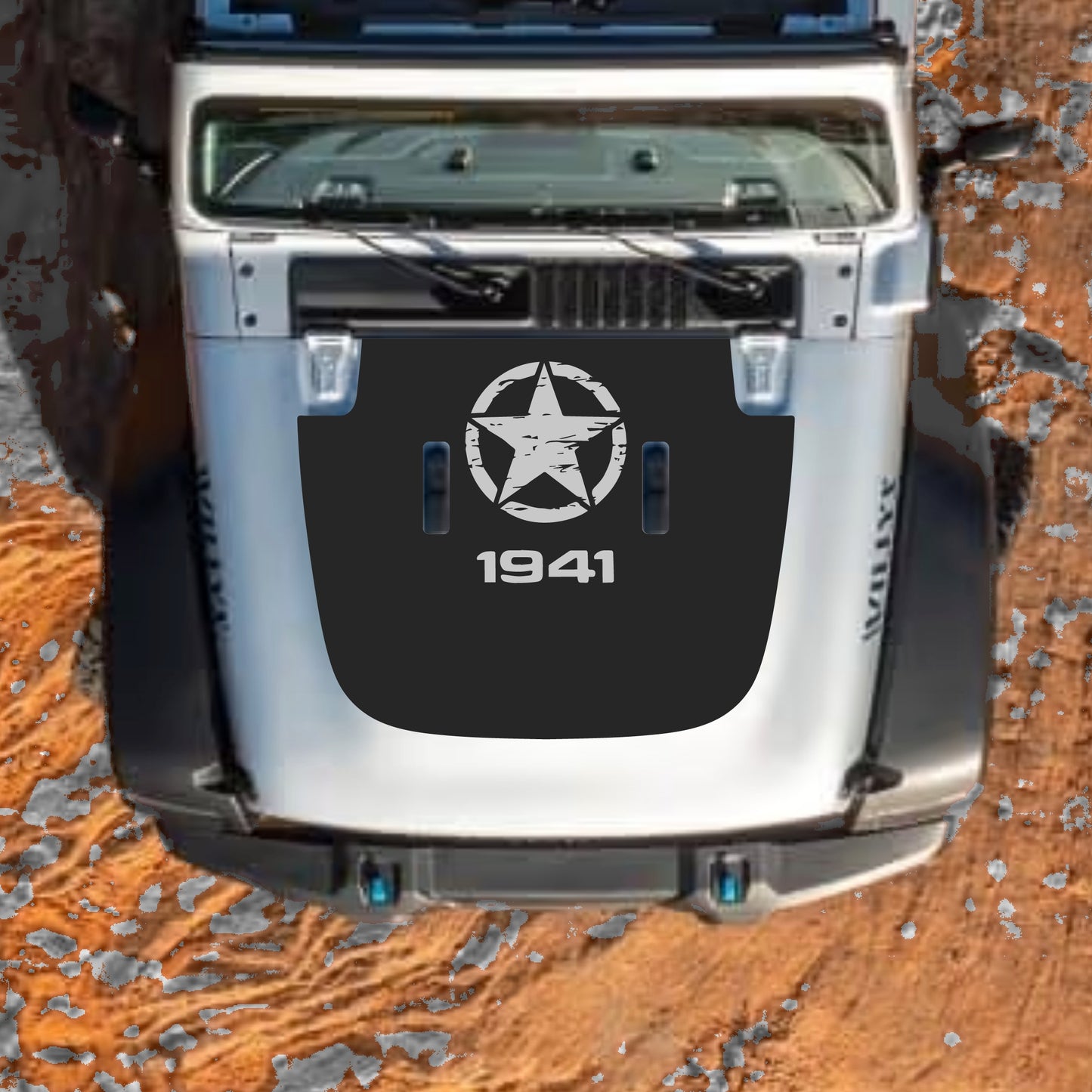 Hood Panel Decal/Sticker - Top Star 1941 Graphic Decal Graphic Kit - For Jeep JL JLU Sahara 2018-2025 - Premium Vinyl