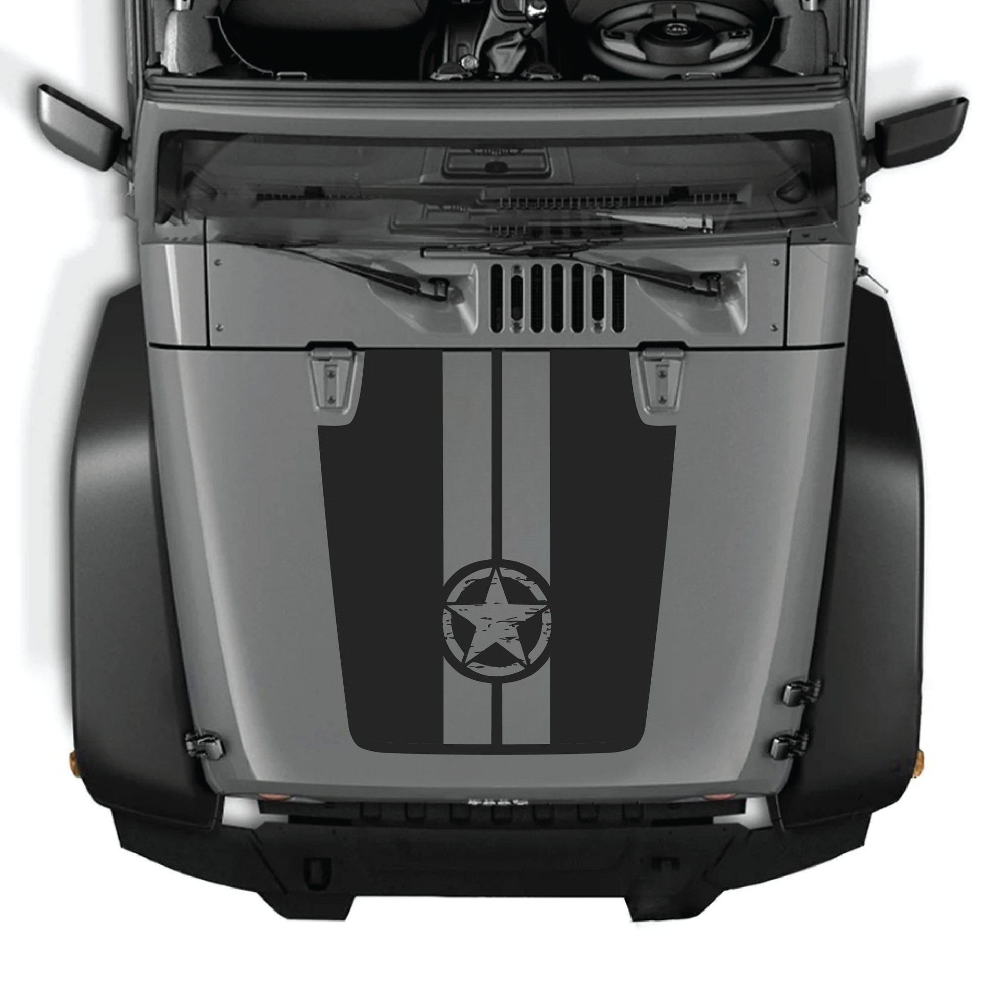 CarCode hood decal sticker for Jeep JK/JKU 2007-2018, made of premium vinyl, featuring stylish hood design.