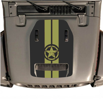 Hood Panel Decal/Sticker - Star and Stripes Graphic Decal Graphic Kit - For Jeep JL JLU 392 2018 - Premium Vinyl