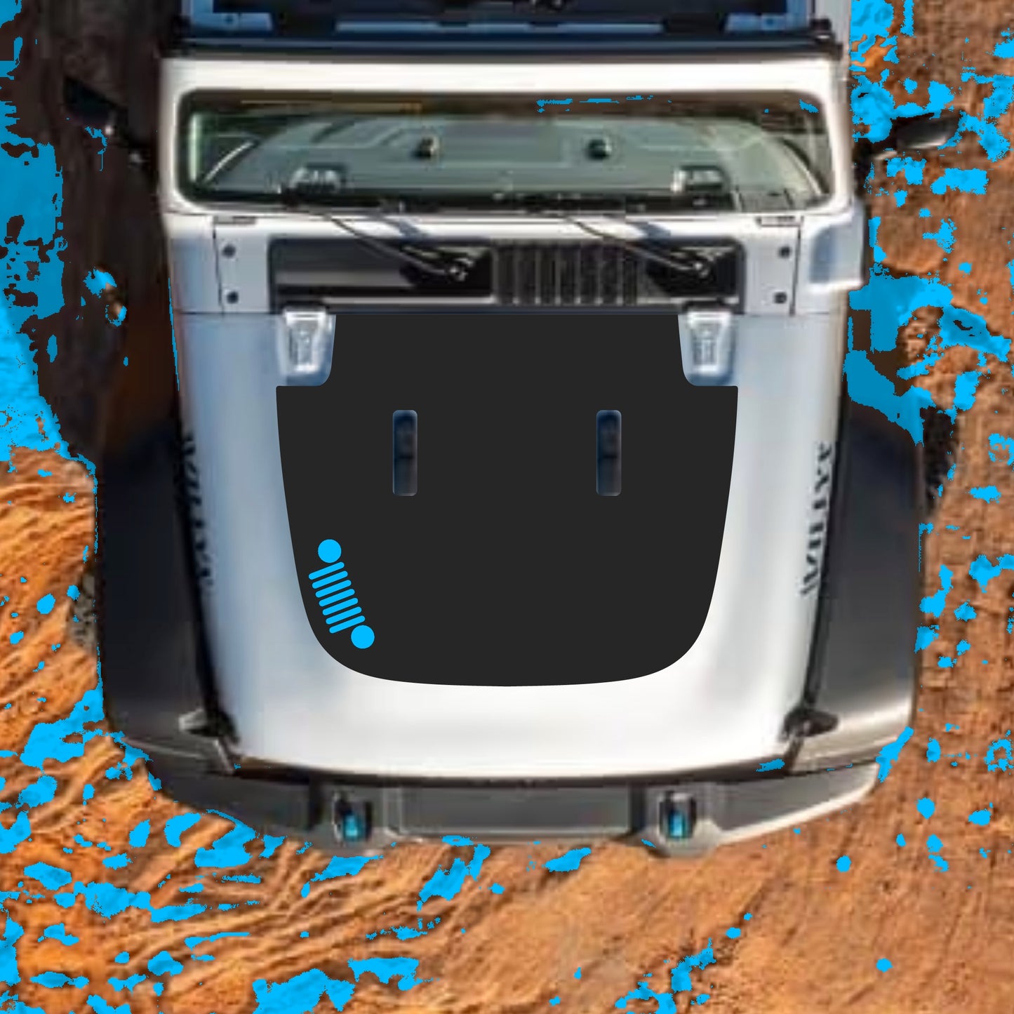 Hood Panel Decal/Sticker - Left Side Grill Graphic Decal Graphic Kit - For Jeep JL JLU Sahara 2018-2025 - Premium Vinyl