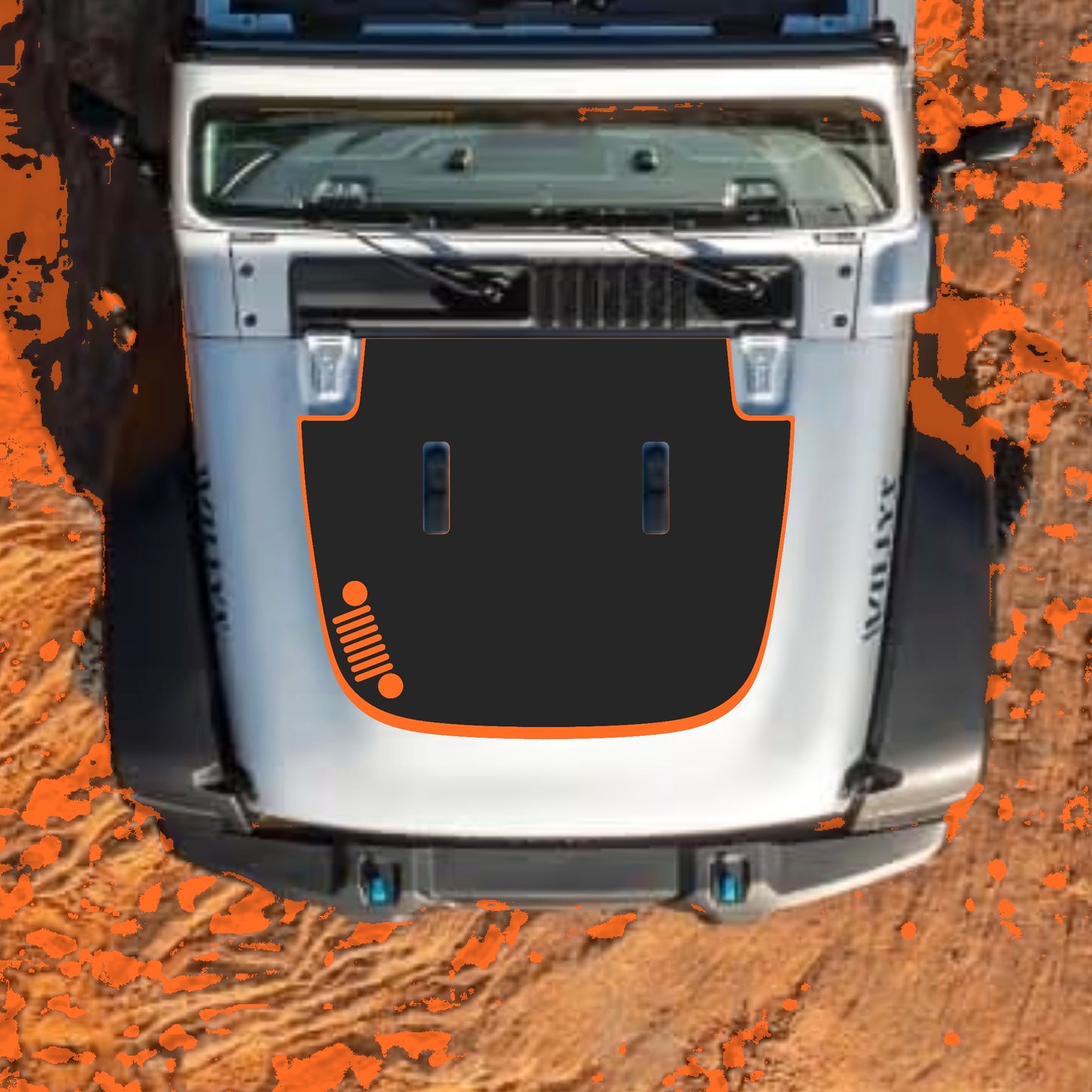 Hood Panel Decal/Sticker - Left Side Grill with Border Graphic Decal Graphic Kit - For Jeep JL JLU Sahara 2018-2025 - Premium Vinyl