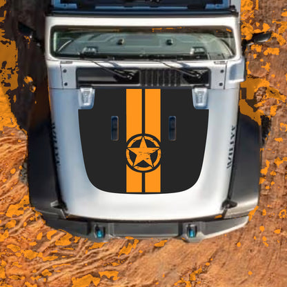 Hood Panel Decal/Sticker - Star and Stripes Graphic Decal Graphic Kit - For Jeep JL JLU Sahara 2018-2025 - Premium Vinyl