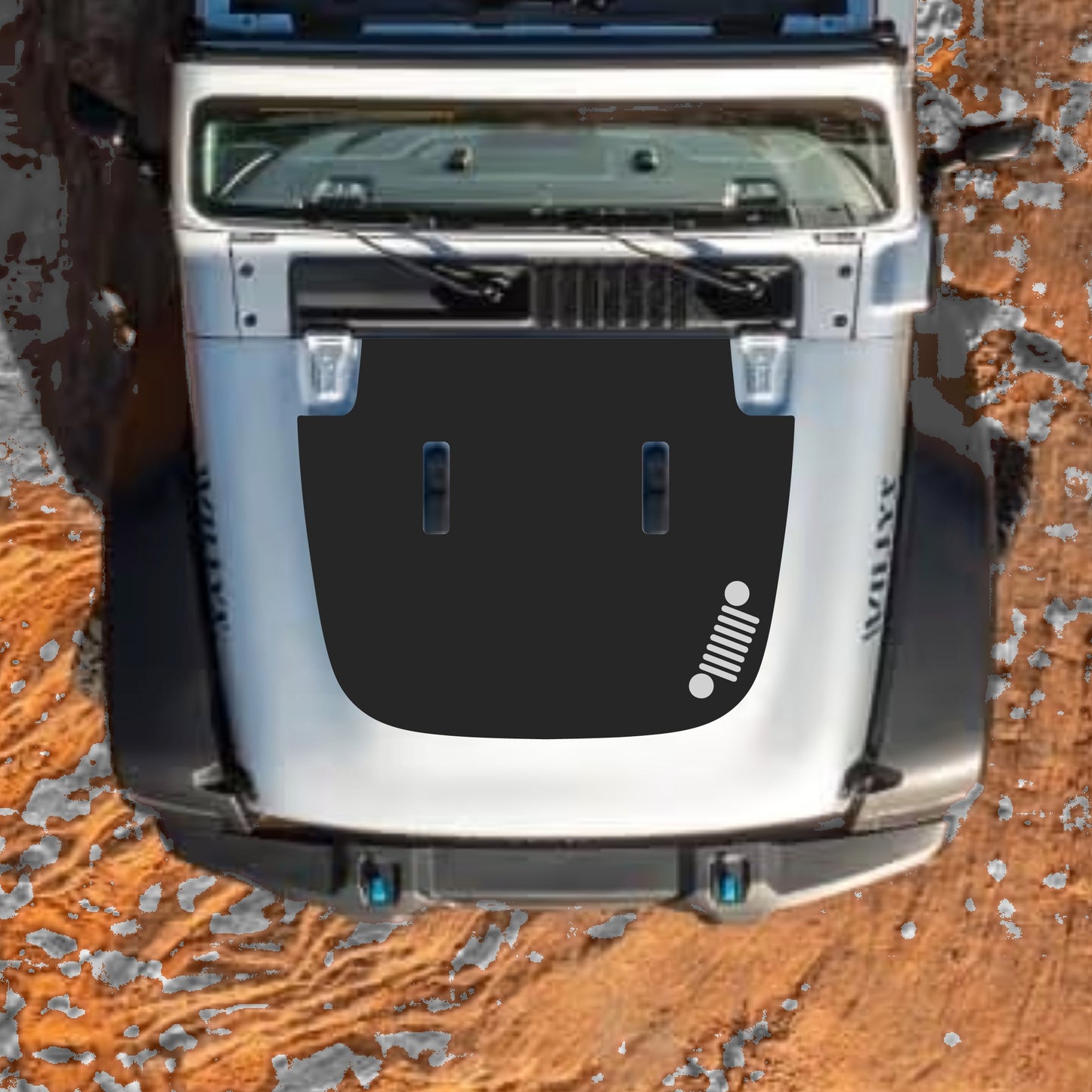 Hood Panel Decal/Sticker - Right Side Grill Graphic Decal Graphic Kit - For Jeep JL JLU Sahara 2018-2025 - Premium Vinyl