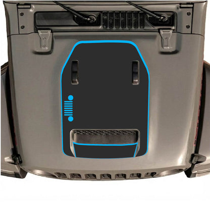 Hood Panel Decal/Sticker - Left Side Grill with Border Graphic Decal Graphic Kit - For Jeep JL JLU 392 2018 - Premium Vinyl