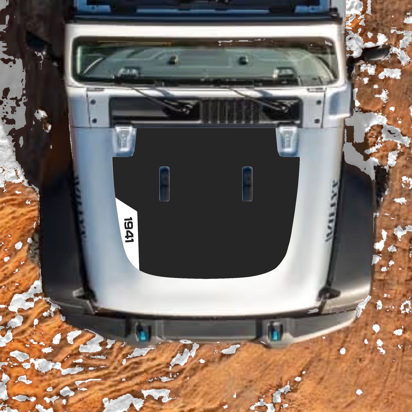 Hood Panel Decal/Sticker - Left Side 1941 Graphic Decal Graphic Kit - For Jeep JL JLU Sahara 2018-2025 - Premium Vinyl